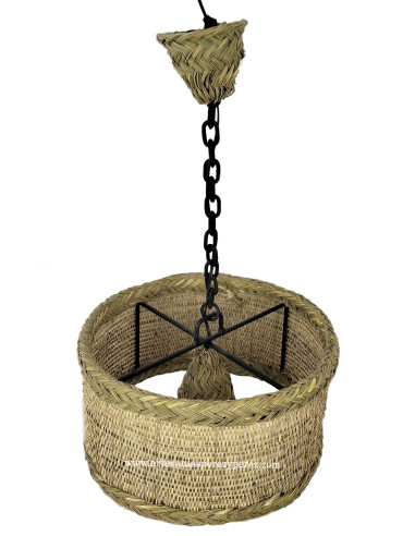 Round natural esparto and raffia lamp