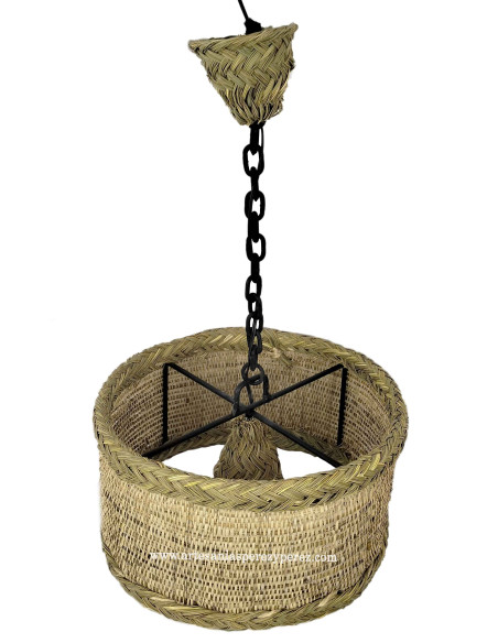 Lampe ronde en sparte et raphia naturel