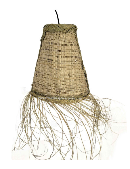 Applique en sparte et raphia naturel avec franges
