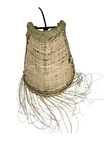 Applique en sparte et raphia naturel avec franges