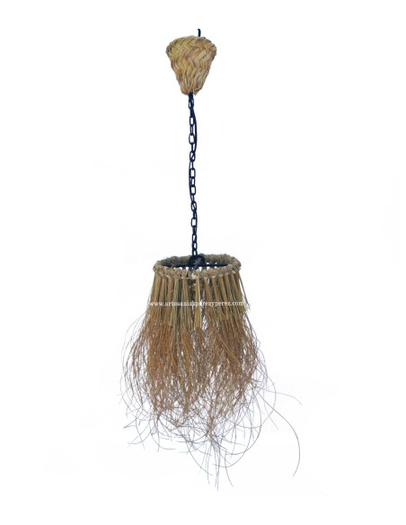 Round lamp in natural esparto design openwork with fringes