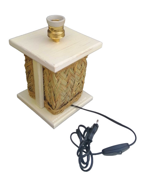 Candeeiro de mesa de cabeceira em esparto natural