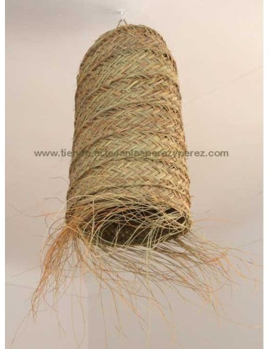 Pantalla de esparto natural cilíndrica con flecos