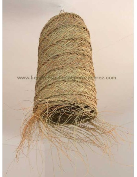 Cylindrical natural esparto lampshade with fringes