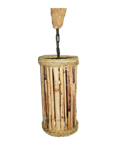 Lampe ronde en roseau et sparte naturel verticale