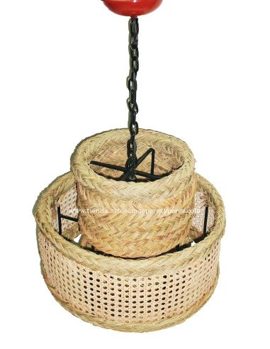Triple esparto and rattan natural round lamp 2