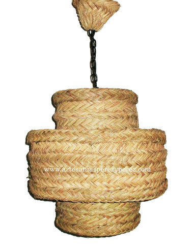 Lámpara redonda de esparto natural triple