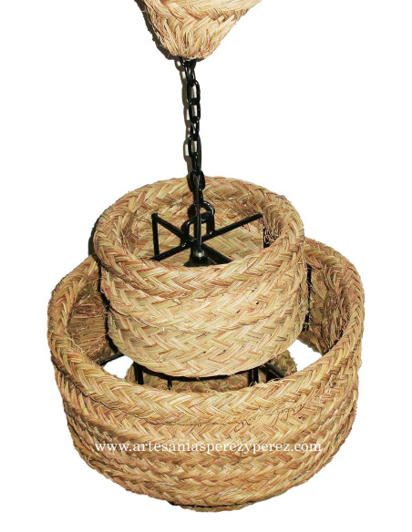 Round natural esparto triple lamp