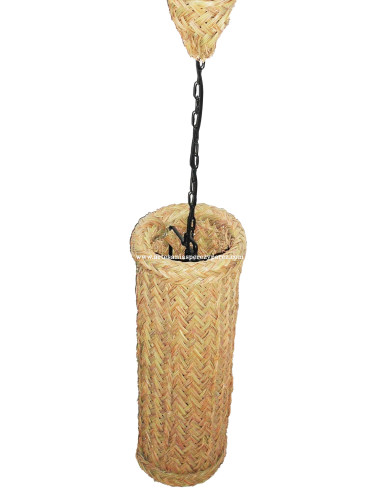 Vertical round lamp of natural esparto