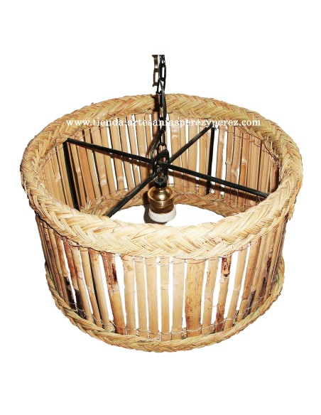 Round natural cane and esparto lamp