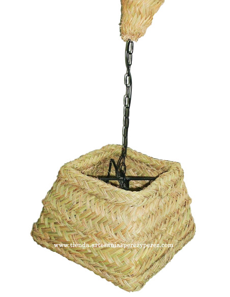 Candeeiro suspenso piramidal de esparto natural