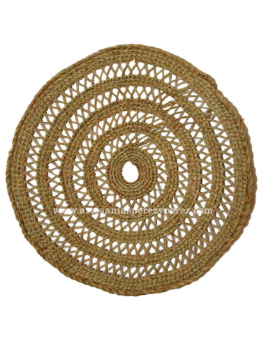 Tapis artisanal complet ajouré en sparte naturel