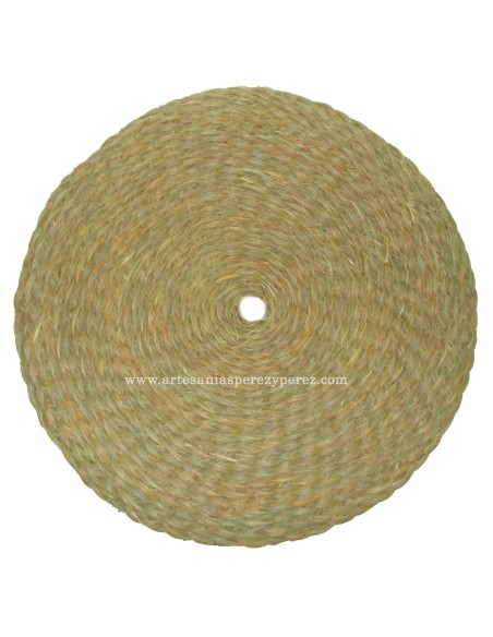 Estera redonda en punto capacho de esparto natural para decoración