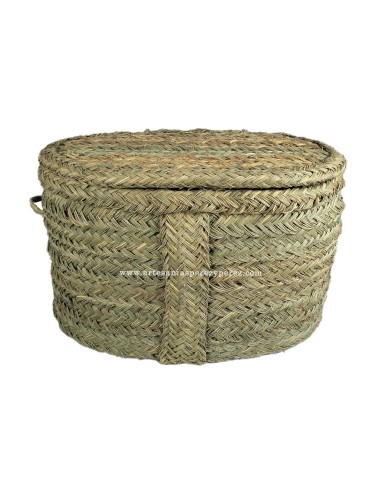 Round natural esparto trunk with cover 2