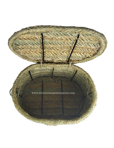Caixa de armazenamento oval em esparto natural sem tampa