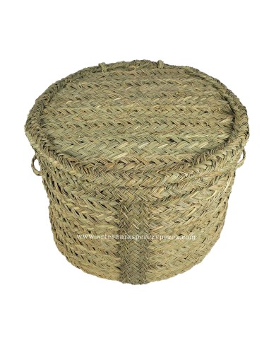 Round natural esparto trunk with cover
