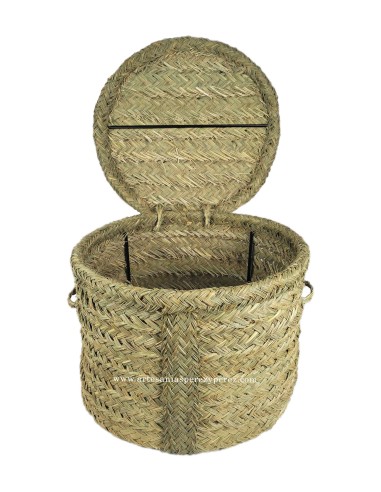 Round natural esparto trunk with cover
