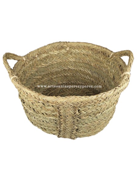 Cesta redonda com 2 asas em esparto natural