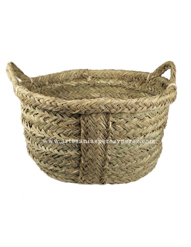 Panier rond avec 2 anses en sparte naturel