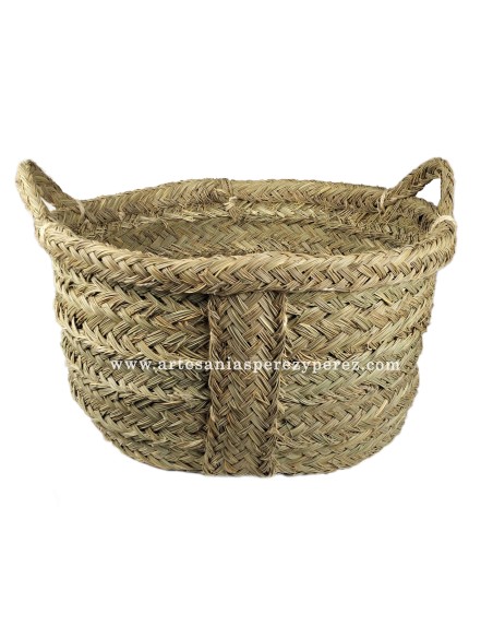 Round basket with 2 handles in natural esparto