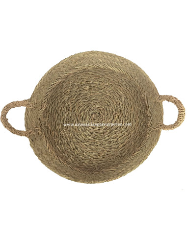 Cesta baixa redonda em esparto natural com alças 2