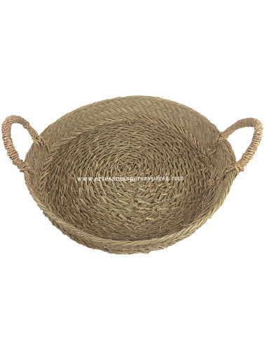 Cesta baixa redonda em esparto natural com alças