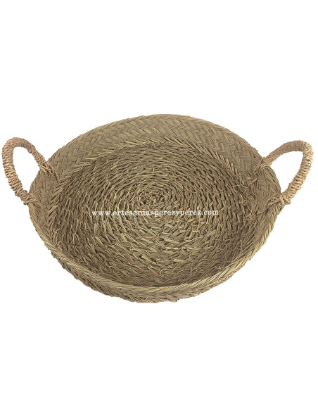 Cesta baixa redonda em esparto natural com alças