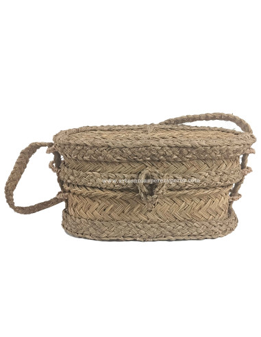 Panier/barja détaillé en sparte naturel avec couvercle et anse 2