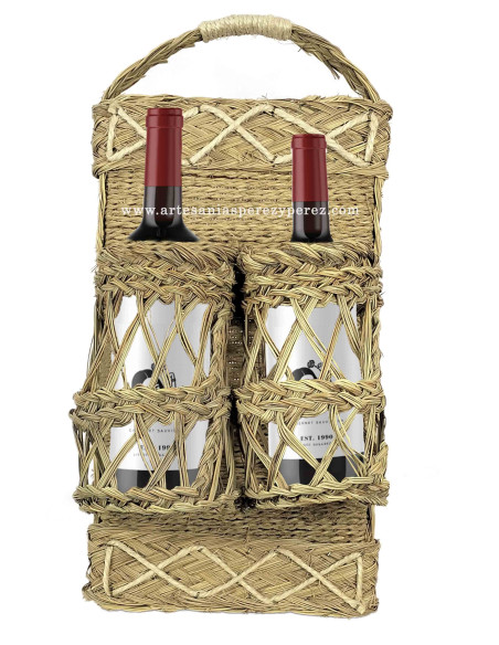 Botellero de esparto natural vertical calado 2 botellas