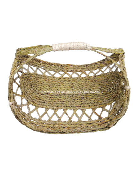 Openwork basket for firewood oval in natural esparto