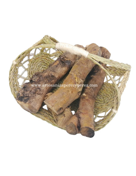 Openwork basket for firewood oval in natural esparto