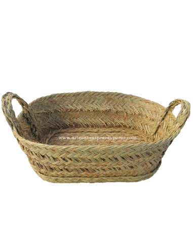 Cesta oval baixa em esparto com alças