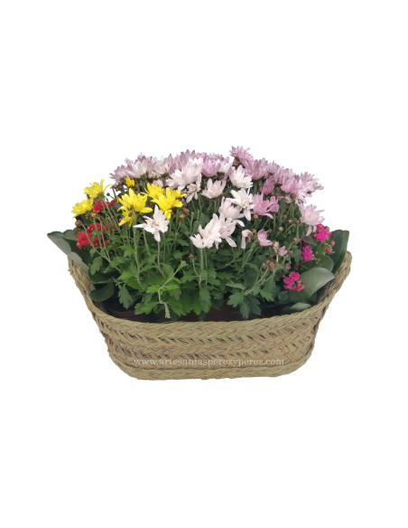 Cesta oval baixa em esparto com alças