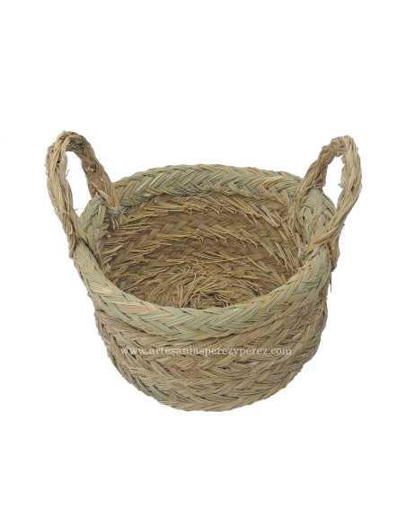Cesta pequena redonda 2 alças en esparto natural