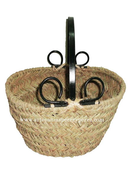 Basket with forged handle n.º2 in natural esparto