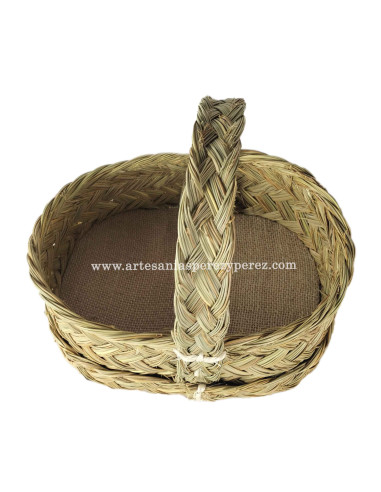 Mini cestos feitos de esparto natural com alça central e base sólida