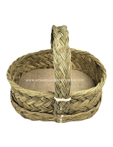 Mini cestos feitos de esparto natural com alça central e base sólida