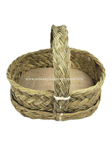 Mini cestos feitos de esparto natural com alça central e base sólida