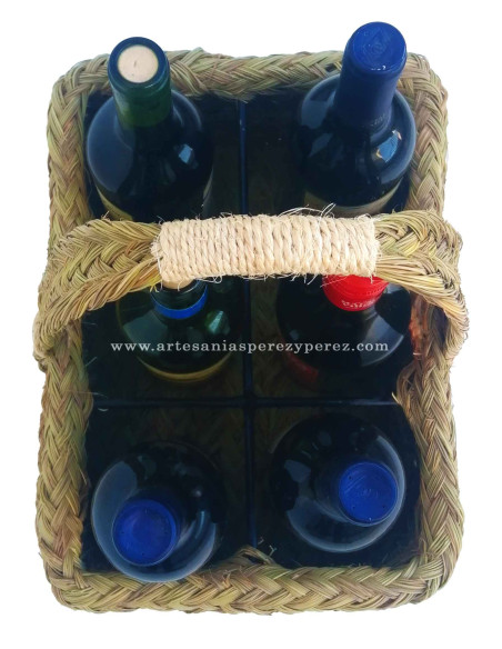 Bottle rack six rectangular bottles of esparto and forge