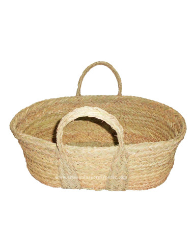 Lenheira oval em esparto natural com 2 alças