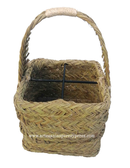 Cesta botellero de esparto natural con capacidad para 4 botellas