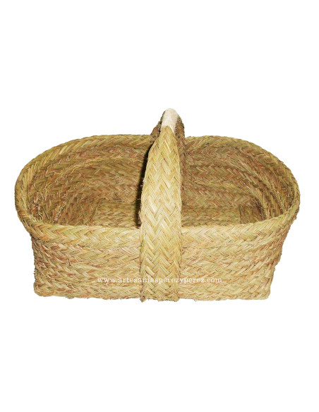 Capazo-Leñero de esparto natural hecho a mano con asa central