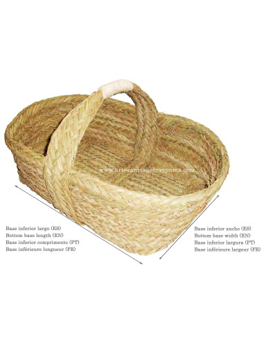 Capazo-Leñero de esparto natural hecho a mano con asa central