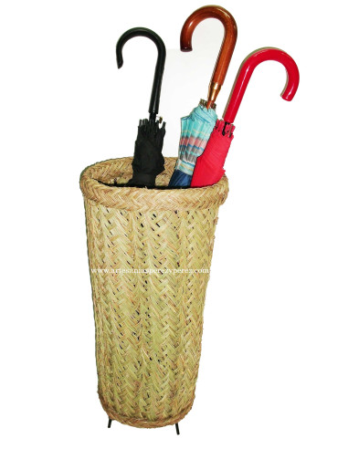 Round umbrella stand in natural esparto with iron frame
