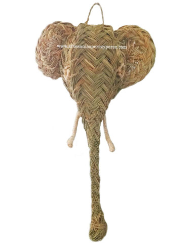 Cabeza de elefante en esparto para decoración 2