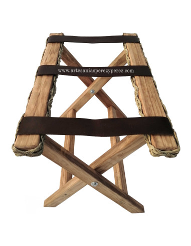 Support à bagages rustique en bois et sparte