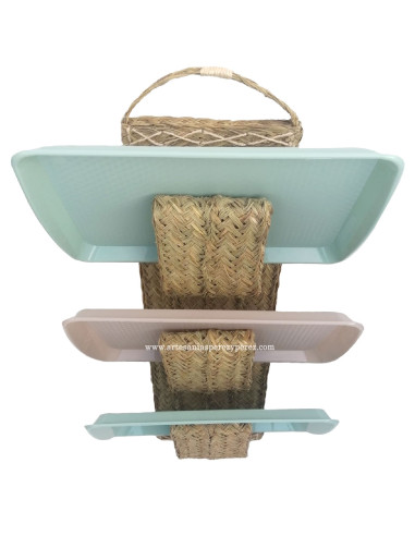 Open esparto tray rack with 3 shelves