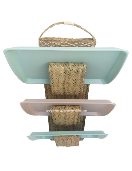 Open esparto tray rack with 3 shelves