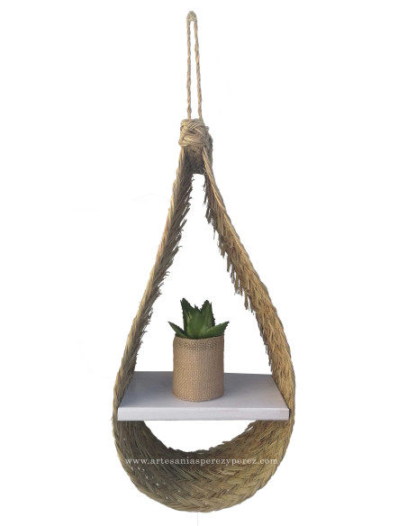 Esparto shelf in drop shape with pine board