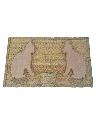 Planter with cat figures in esparto and jute 2
